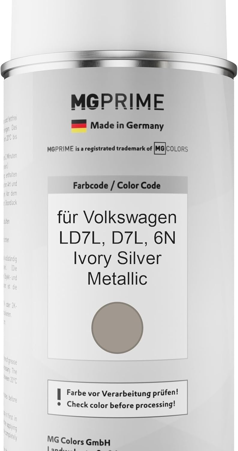 MG PRIME Autolack Sprühdosen Set für Volkswagen VW LD7L / D7L / 6N Ivory Silver Metallic Basislack K