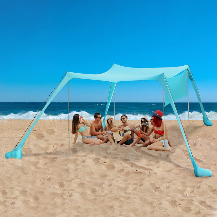 Strandzelt Sonnenschutz Strand zelte strandmuschel Muschel UPF50+ mit Sandschaufel, Erdnägeln und St