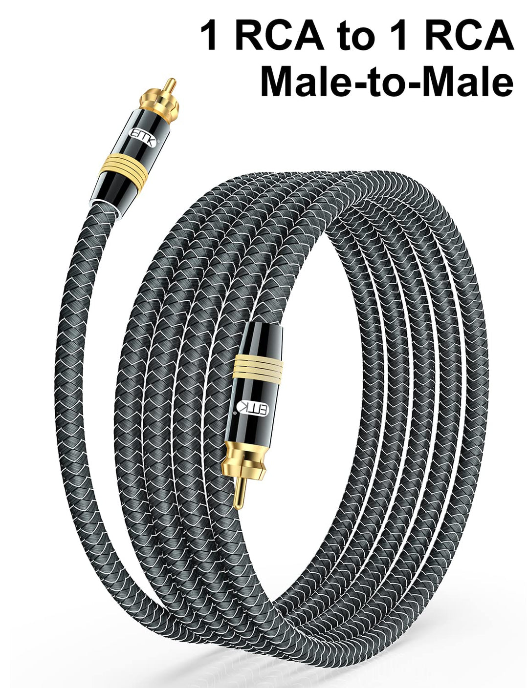 EMK Subwoofer Kabel 4m - Digital Koaxialkabel (RCA) mit Goldkontakten - für AV-Receiver, Verstärker,