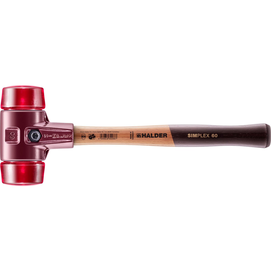 SIMPLEX-Schonhammer, Plastik; mit Tempergussgehäuse und hochwertigem Holzstiel | D=60 mm | 3006.060