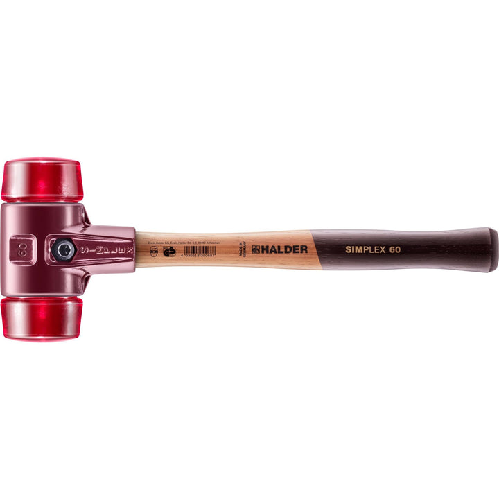 SIMPLEX-Schonhammer, Plastik; mit Tempergussgehäuse und hochwertigem Holzstiel | D=60 mm | 3006.060