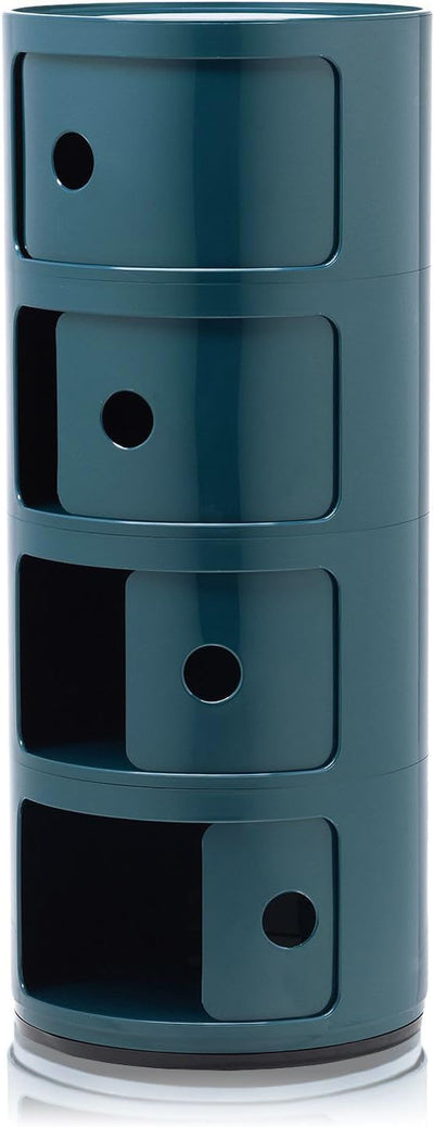 Kartell Componibili, 4 Elements, Blau, Runde Basis 4-fächer Blau, 4-fächer Blau
