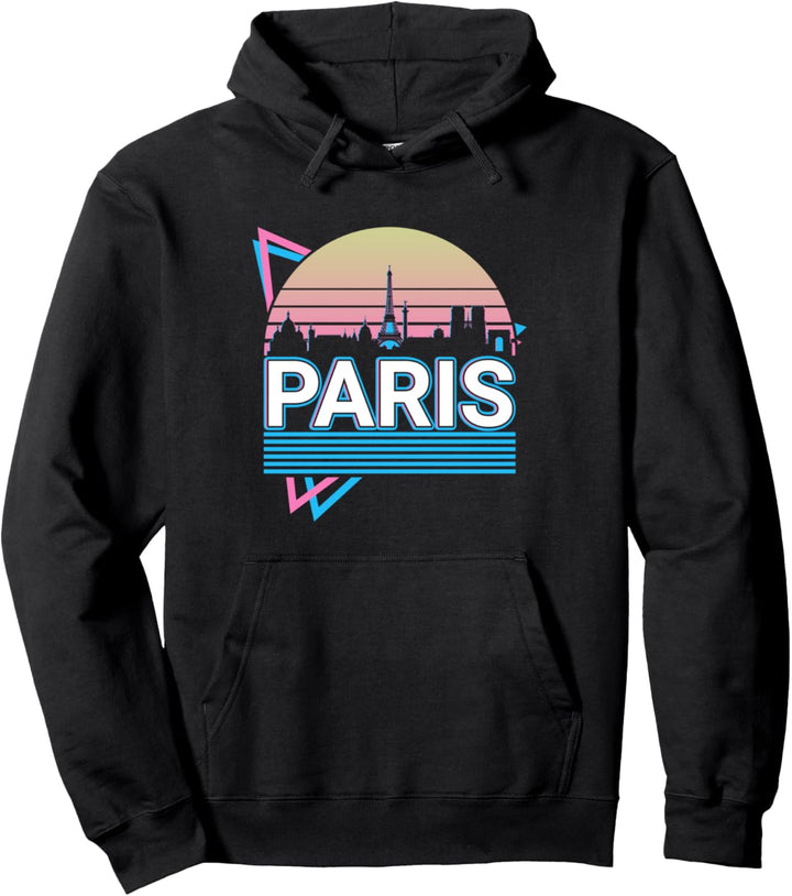 Paris City Skyline Stadtbild Retro Pullover Hoodie