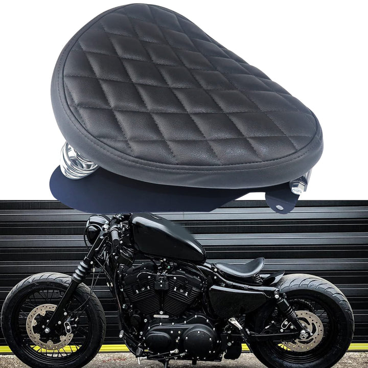 BREDUXSER Motorrad Bobber Sitz, Motorrad Solo Sitz Mit Federhalterung Grundplatte Für Sportster Acht