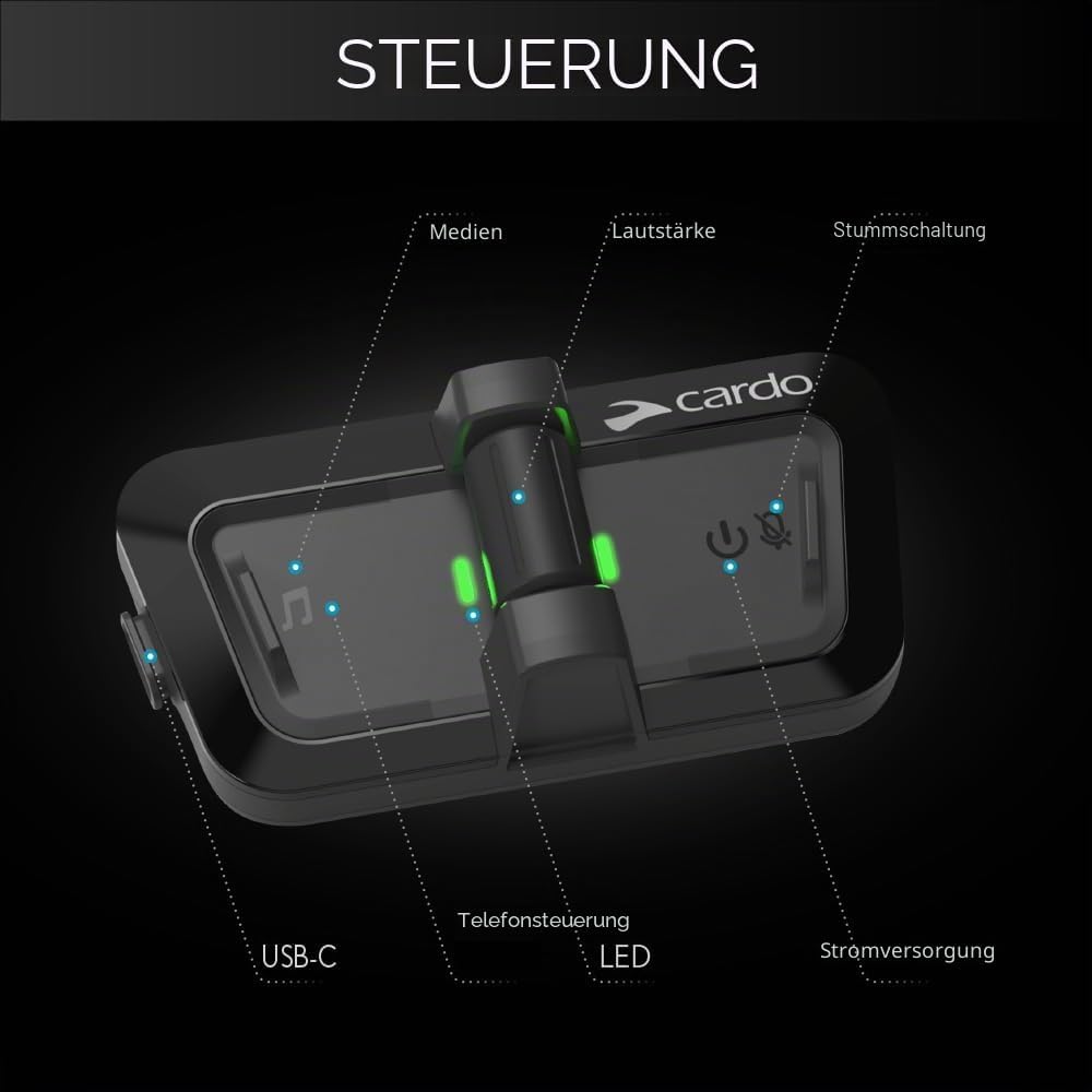 Cardo PACKTALK Outdoor Duo Pack, Helm-Kommunikationssystem, ideal für Ski, Snowboard und Radfahren (