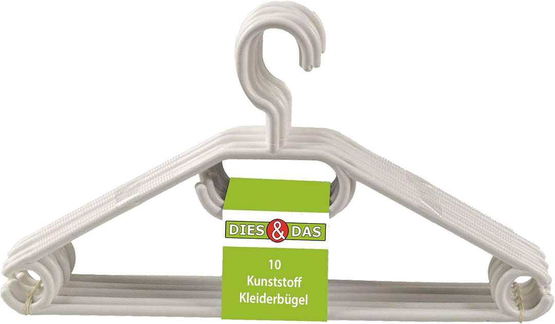 DIES&DAS 10-500 Stück (30 Weiss) || Made in EU || schwarz oder weiss Kunststoff Kleiderbügel Kugelsc