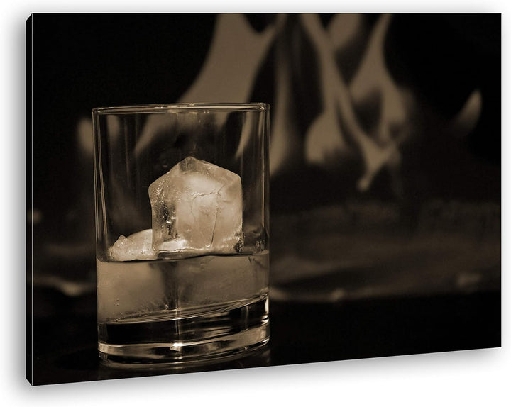 deyoli Glas edlen Whisky Format: 60x40 Effekt: Sepia als Leinwandbild, Motiv fertig gerahmt auf Echt
