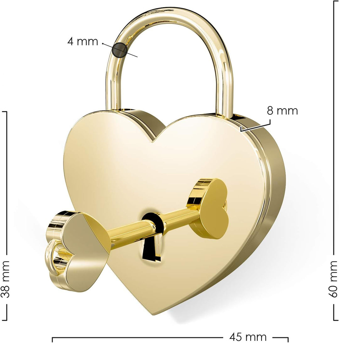 LIEBESSCHLOSS-FACTORY Herz-Schloss Gold mit Gravur und Schlüssel, gratis Geschenkbox uvm. Jetzt grav