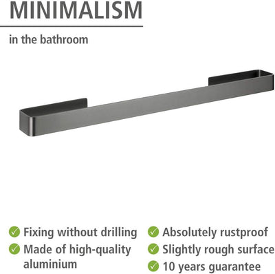 WENKO Badetuchstange Montella, Befestigung mit Strip-it Spezial-Klebepad, 61 x 4 x 6 cm, Anthrazit 4