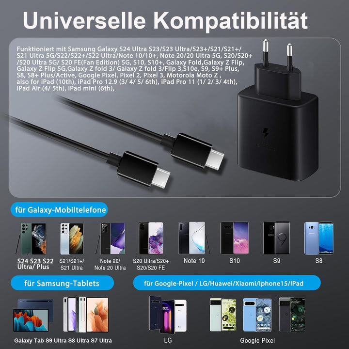2er Pack USB C Ladegerät 45W mit Schnellladekabel für Samsung Galaxy S26 Ultra S25 S24 S23 S22 S21 S