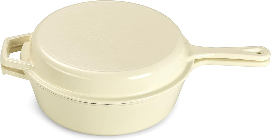 Echtwerk Schmortopf und Grillpfanne 2-in-1 Set, Gusseisen Bräter mit Deckel, Gusseisentopf mit Email
