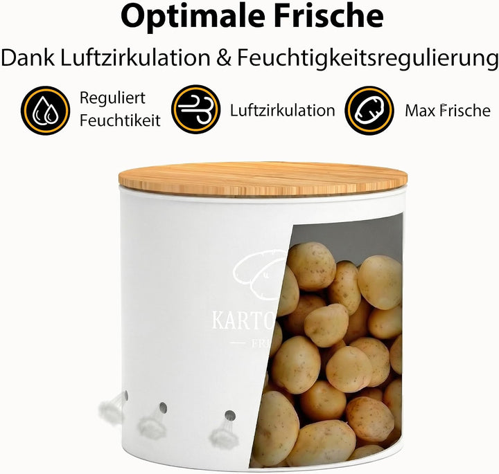 Kartoffel Aufbewahrungsbox 3er Set | Stapelbare mit Frischebelüftung, Kunststoff Kartoffelbox, Platz