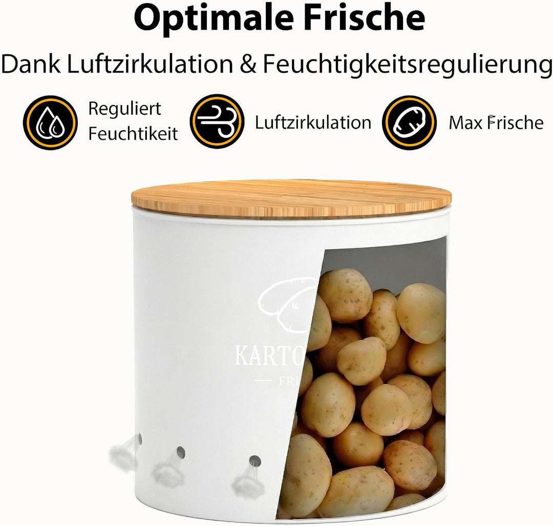 Kartoffel Aufbewahrungsbox 4er Set | Stapelbare mit Frischebelüftung, Kunststoff Kartoffelbox, Platz