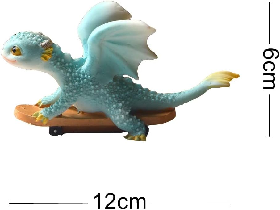 Miniatur Fee Garten Drache Figurine- Vorwärts gehender Drache Skateboard Drache, Skateboard Drache