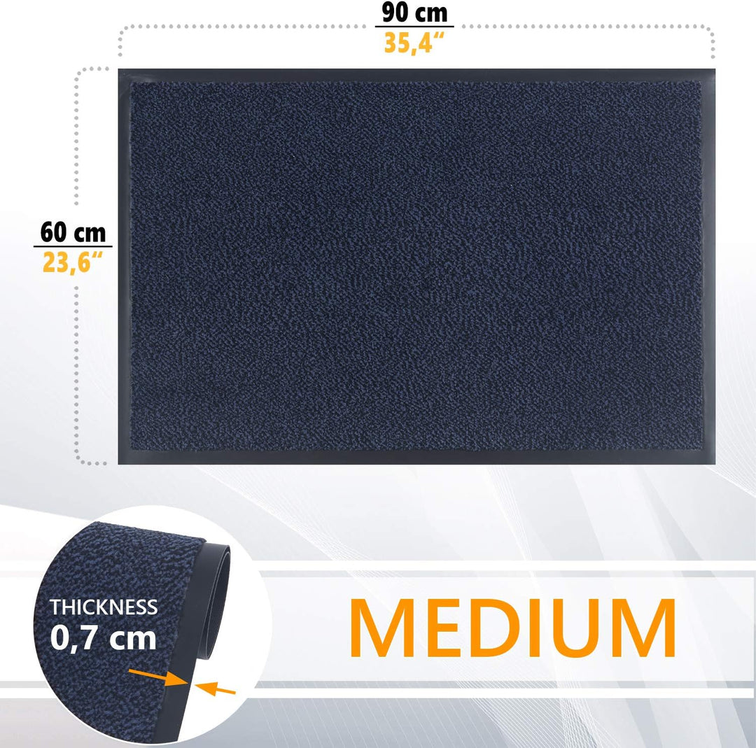 GadHome Fussmatte Blau 60x90 cm|Eingangstürmatte wasserdicht waschbar strapazierfähiger Schmutzfänge