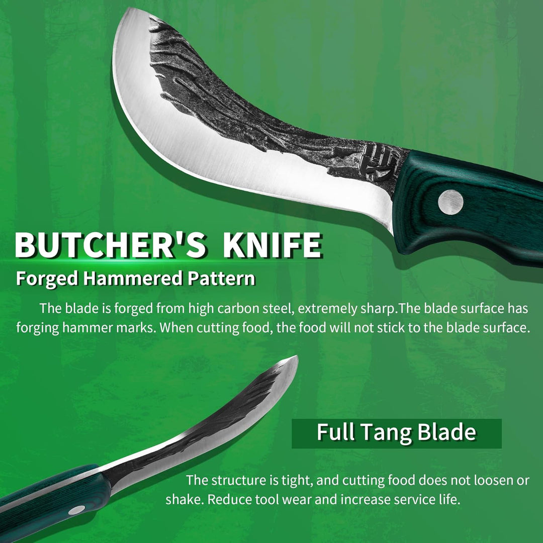 FULLHI Ausbeinmesser, Multi-Farben Griff Full Tang Küchenmesser, High Carbon Steel Carving Fishing D