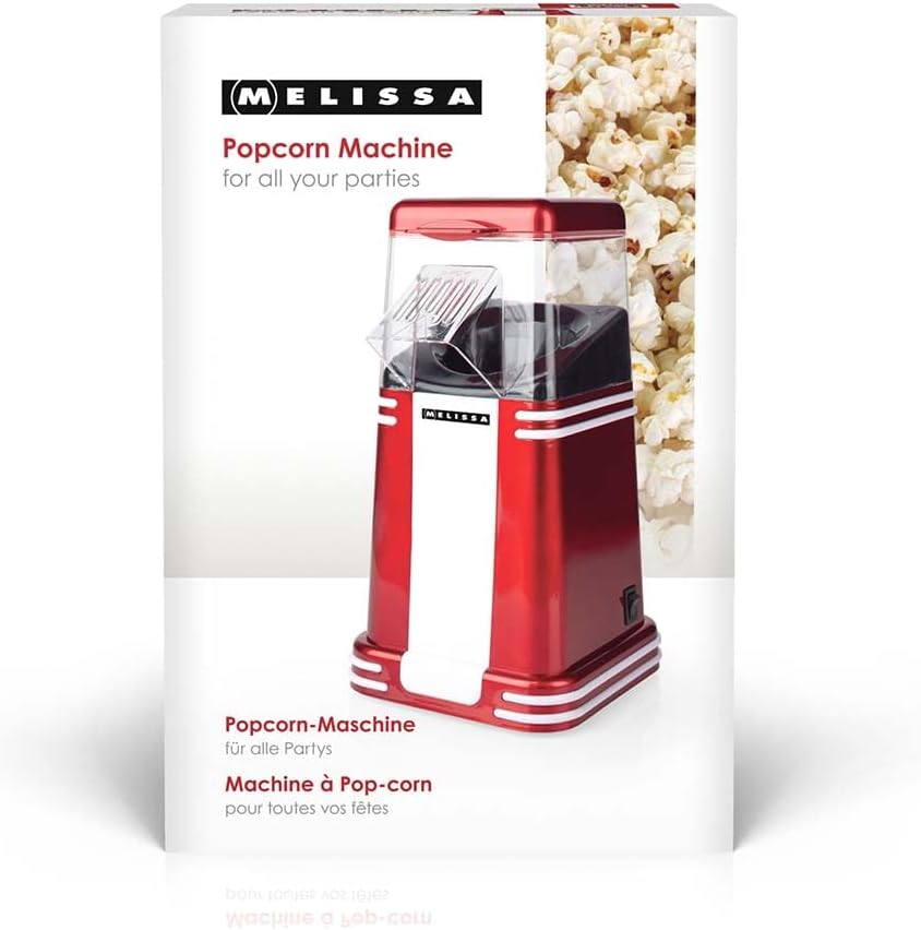 Melissa Retro Popcorn Maker 16310187 - Heissluft-Popcornmaschine 1200 W, 40-60 g pro Portion, in 2-4