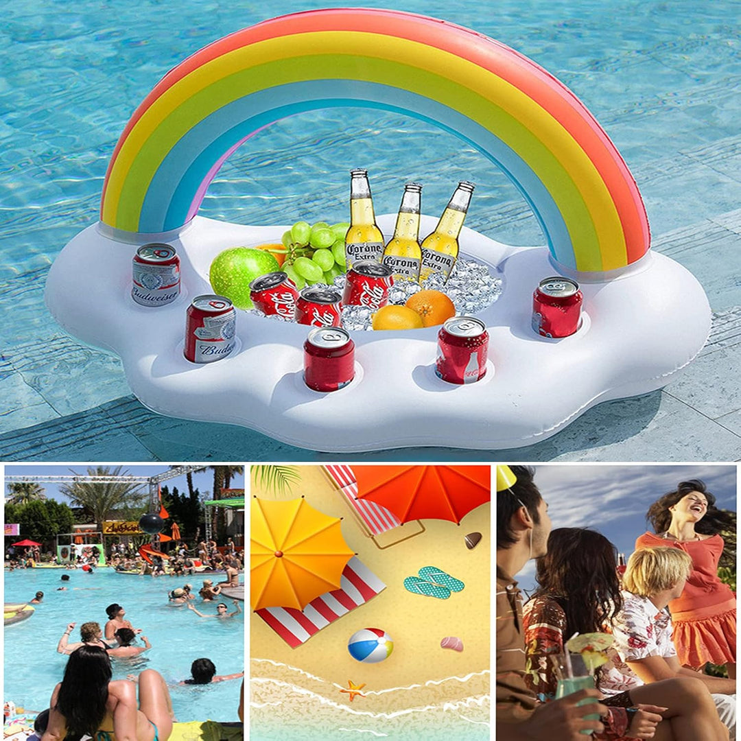 Aufblasbarer Getränkehalter, 1 Regenbogen Getränkehalter und 3 Flamingo aufblasbare Getränkehalter,