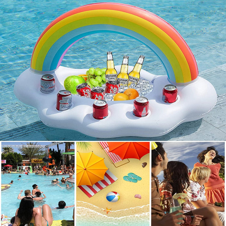 Aufblasbarer Getränkehalter, 1 Regenbogen Getränkehalter und 3 Flamingo aufblasbare Getränkehalter,