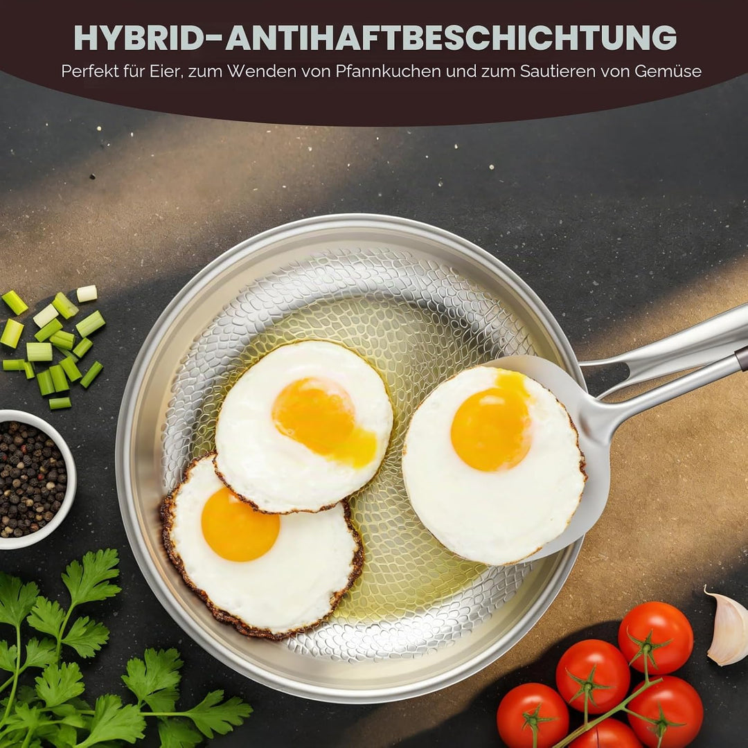 Titan Bratpfanne mit Spatel, Antihaft Gehämmerter Wok Titanpfanne-Nutrition zum Kochen, vielseitige