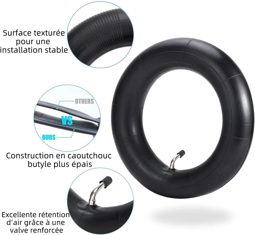 (2-Pack) 10x2.75-6.5 Thicker Inner Tubes with CR202 100°Angled Valve for Electric Scooters & Mini Bi