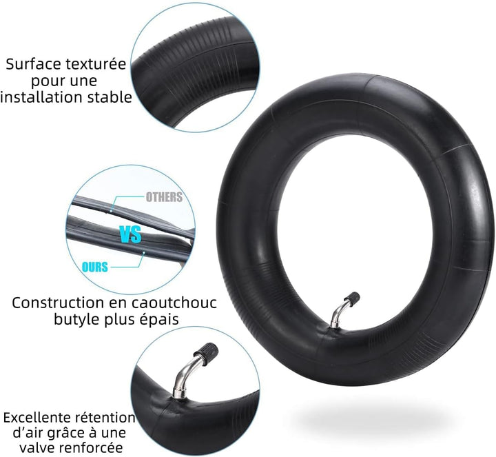 (2-Pack) 10x2.75-6.5 Thicker Inner Tubes with CR202 100°Angled Valve for Electric Scooters & Mini Bi
