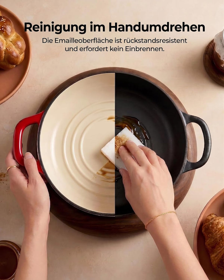 Emaillierter Gusseisen Brotbacktopf mit Sauerteig Starter-Set – 5QT (4,7L) runder Schmortopf mit gew