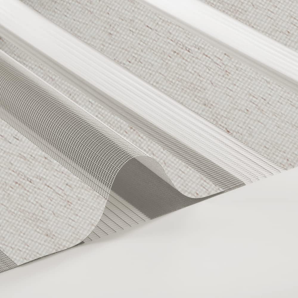 OBdeco Doppelrollo Duo Rollo Klemmfix ohne Bohren B110cm x H130cm(Stoffbreite 106 cm) Leinen für Fen