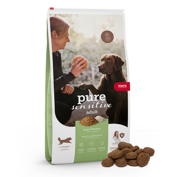 MERA Pure Sensitive Insect Protein Hundefutter, Trockenfutter mit Insekten-Protein für Sensible Hund