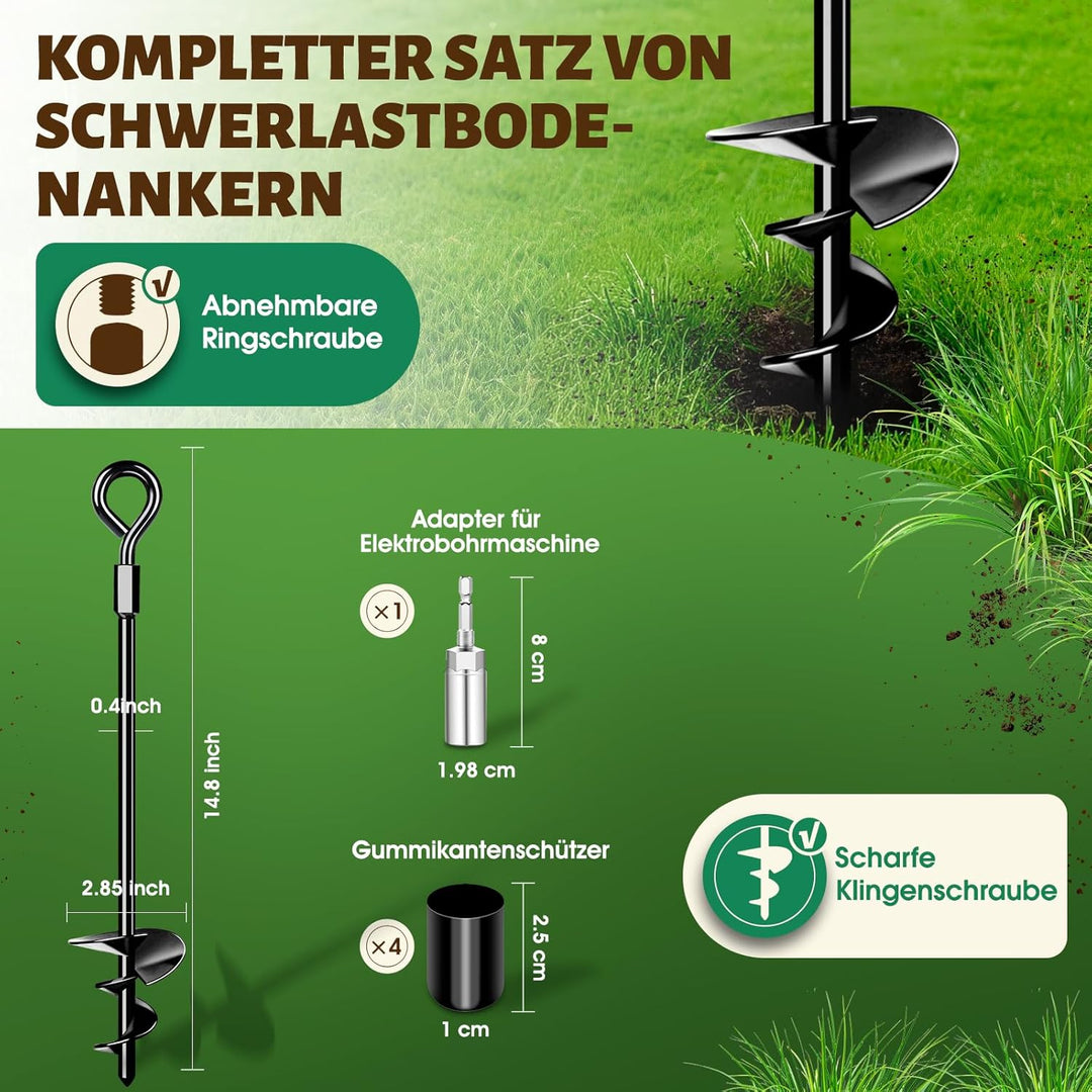 Trampolin Bodenanker Set von 4, Heavy Duty Trampolin Anchor Kit für Zelte, Schaukeln, Vordächer, Met