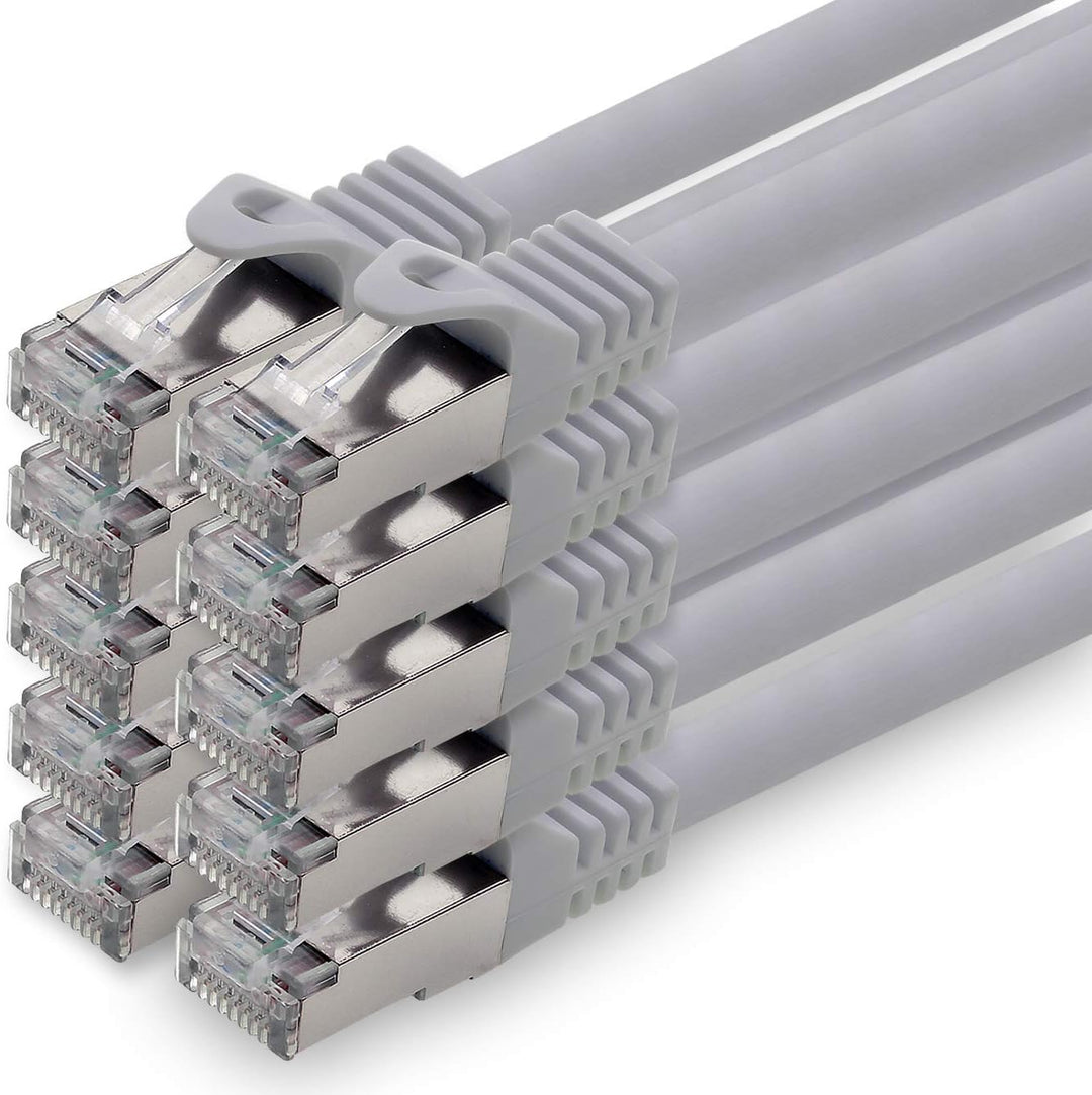 10m - grau - 10 Stück CAT.7 Netzwerkkabel Patchkabel SFTP PIMF LSZH Gigabit Lan Kabel 10Gb s cat7 Ro