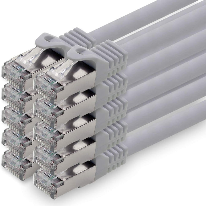 10m - grau - 10 Stück CAT.7 Netzwerkkabel Patchkabel SFTP PIMF LSZH Gigabit Lan Kabel 10Gb s cat7 Ro