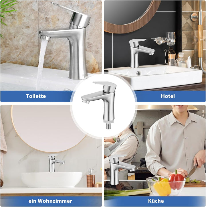 Kaltwasserhahn Gäste Wc, Kaltwasserarmatur Mit Anschlussschlauch, Bad Armatur Waschbecken, Wasserhah