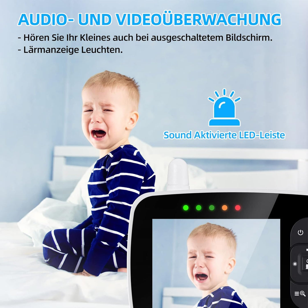 BURNNOVE Babyphone mit Kamera 3,5 Zoll Video Babyphone 355° Schwenk- & 120° Neigefunktion 2X Digital