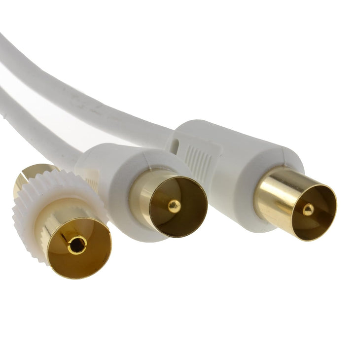 RF TV Digitale Erdgebundene Stecker Zum Stecker Weiss Antenne Anschlusskabel Kabel Mit Kupplung 40 m