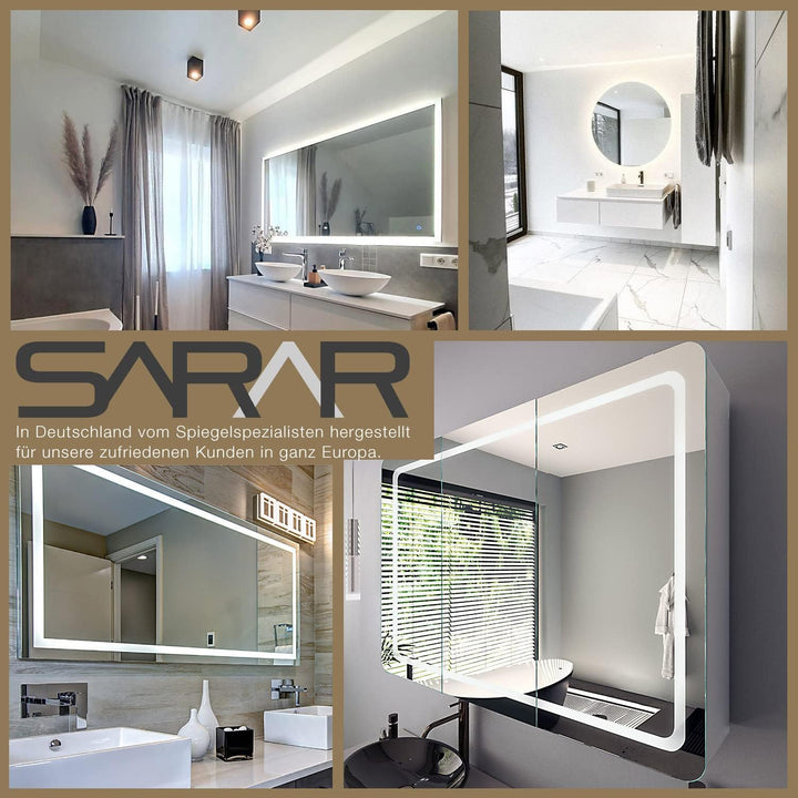 SARAR Badezimmerspiegel mit LED-Beleuchtung Bad 40x40cm Made in Germany Designo MA4110 Wandspiegel B