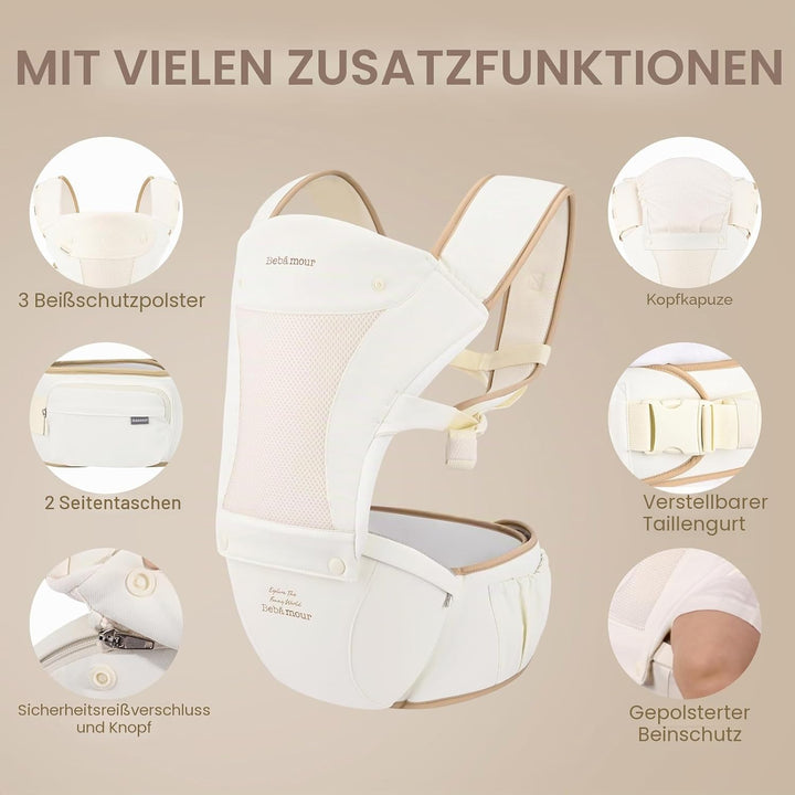 Bebear Babytrage für 0-36 Monate, 3D Air Mesh Rucksack für Neugeborene bis Kleinkinder,ergonomischer