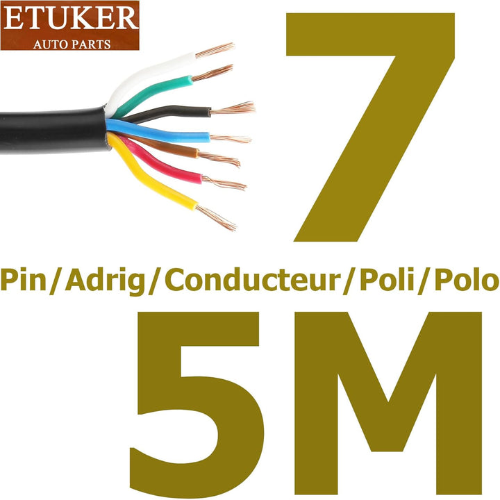 Fahrzeugkabel 7 adrig 5M Kabel Anhänger 7 polig Camping Fahrzeugleitung Kabelquerschnitt 7X 0,5mm² A