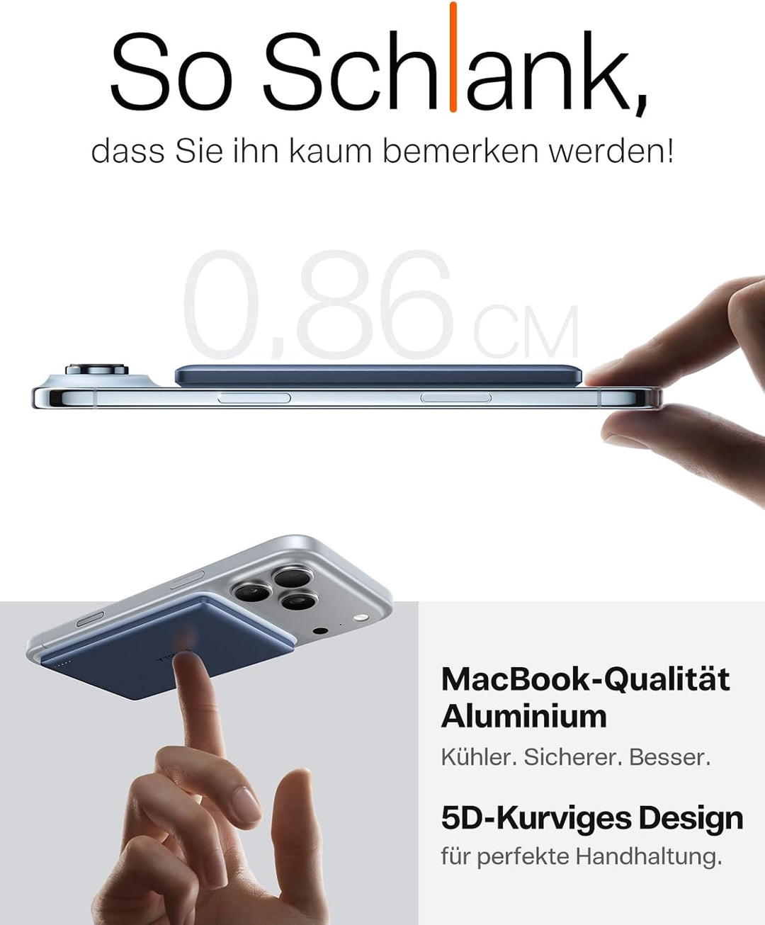 TORRAS MiniMag Ultra Slim Powerbank für Magsafe, 18W Schnellladen 5000mAh Magnetische Powerbank Klei