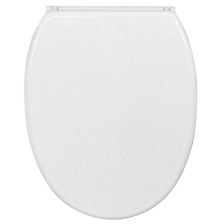 Sanilo WC Sitz mit Absenkautomatik &amp; Quick-Release aus Holz, Glitzer Weiss