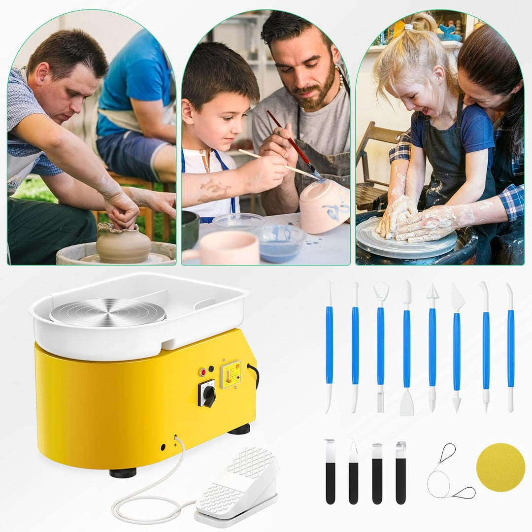 Elektrische Töpferscheibe, 25cm 350W Töpferscheibe Elektrisch profi mit Fusspedale,Keramikformmaschi