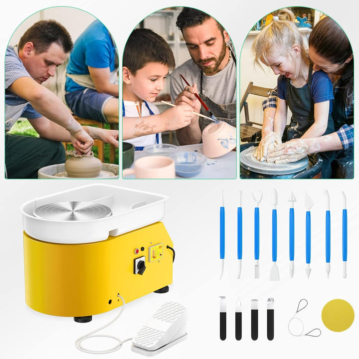 Elektrische Töpferscheibe, 25cm 350W Töpferscheibe Elektrisch profi mit Fusspedale,Keramikformmaschi