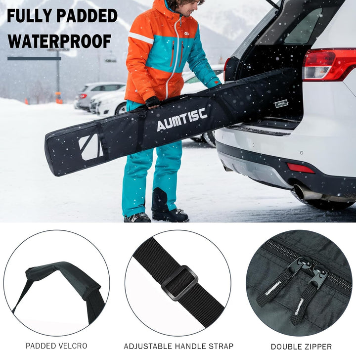 AUMTISC Skitasche Skisack Gepolstert Snowboardtasche Zum Transport Von Skiausrüstungstasche Mit vers