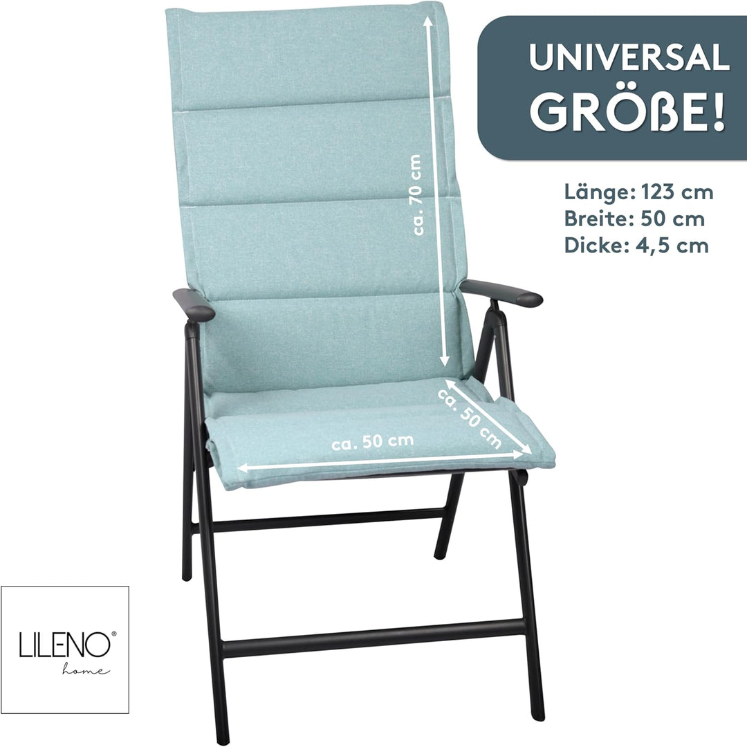 LILENO HOME Gartenstuhl Auflagen als [2er Set - Hochlehner] in Petrol - Bequeme Liegen als Sitzaufla