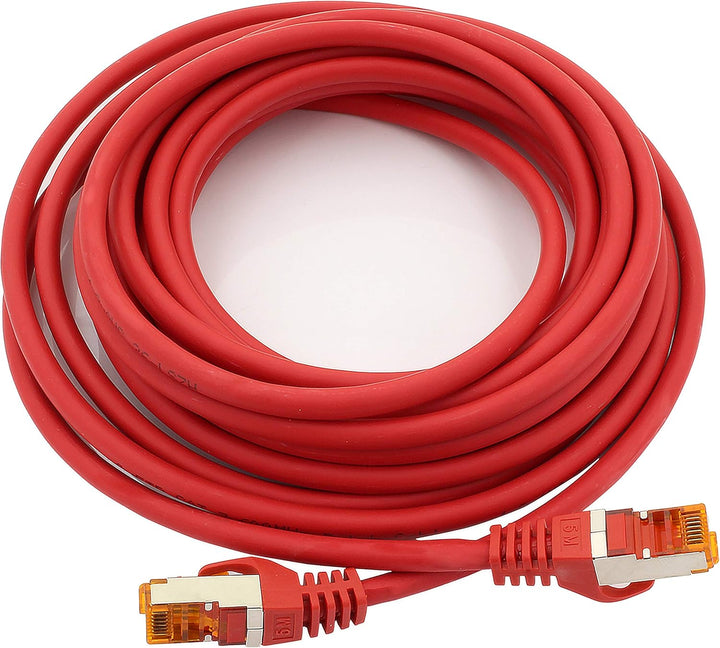 1aTTack.de 7,5m - Cat.7 Netzwerkkabel Rot - 5 Stück Gigabit Ethernet LAN Kabel 10000 Mbit s Patchkab