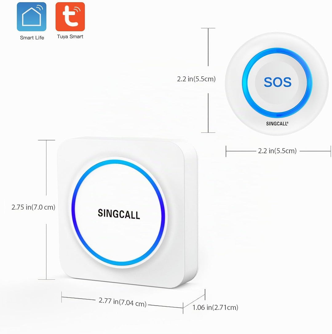 SINGCALL Tuya WiFi Smart SOS Notfallknopf System, Persönliches Alarmsystem für ältere/Patienten/Seni