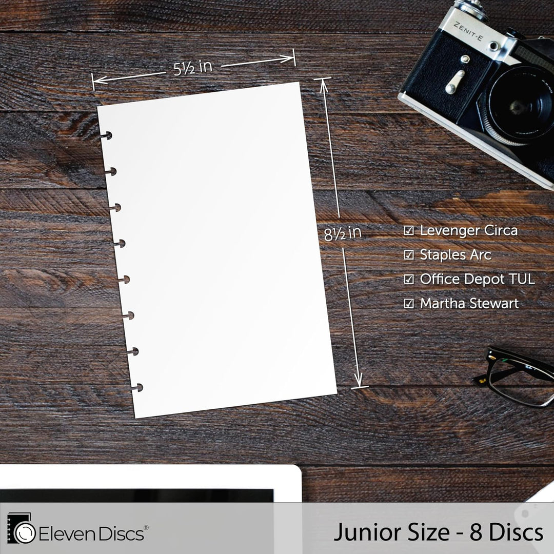 Eleven Discs Junior Blanko-Blätter, schweres Papier, Nachfüllpackungen, gelocht, für Circa, Arc, TUL