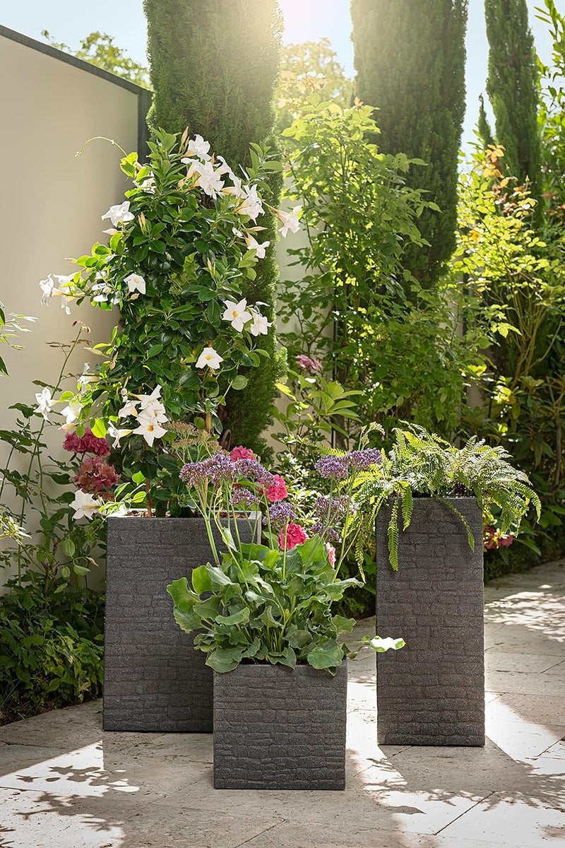 Scheurich Muretto 40, Pflanzgefäss/Blumentopf/Pflanzkübel, viereckig, Farbe: Stony Black, hergestell