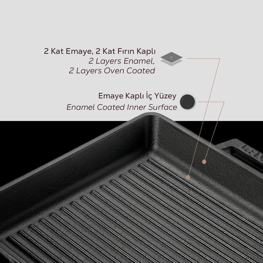 TAFELGRILLPAN M/2 GREPEN 260X260 MM LVECOGT2626T2 MATT BLACK