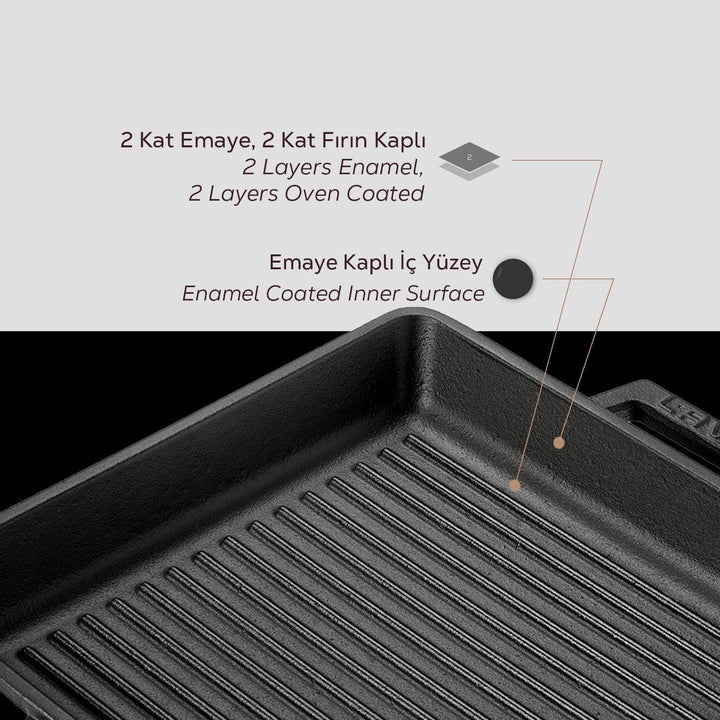 TAFELGRILLPAN M/2 GREPEN 260X260 MM LVECOGT2626T2 MATT BLACK